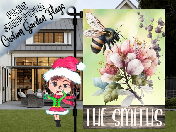 Bee Flower Welcome Garden Flag