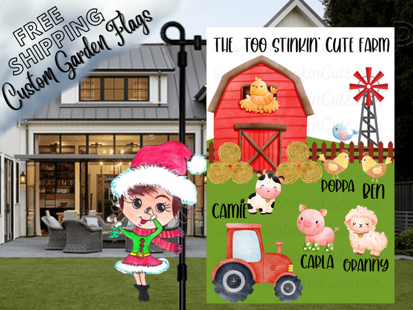 Personalized Farmer Garden Flag|Family Garden Flag|Barn Yard Family|Grandma Garden Flag|Garden Flag Farm|Farmer Family Flag|Farm Animal Flag
