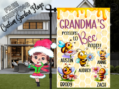 Grandma's Reasons to Bee Happy Garden Flag