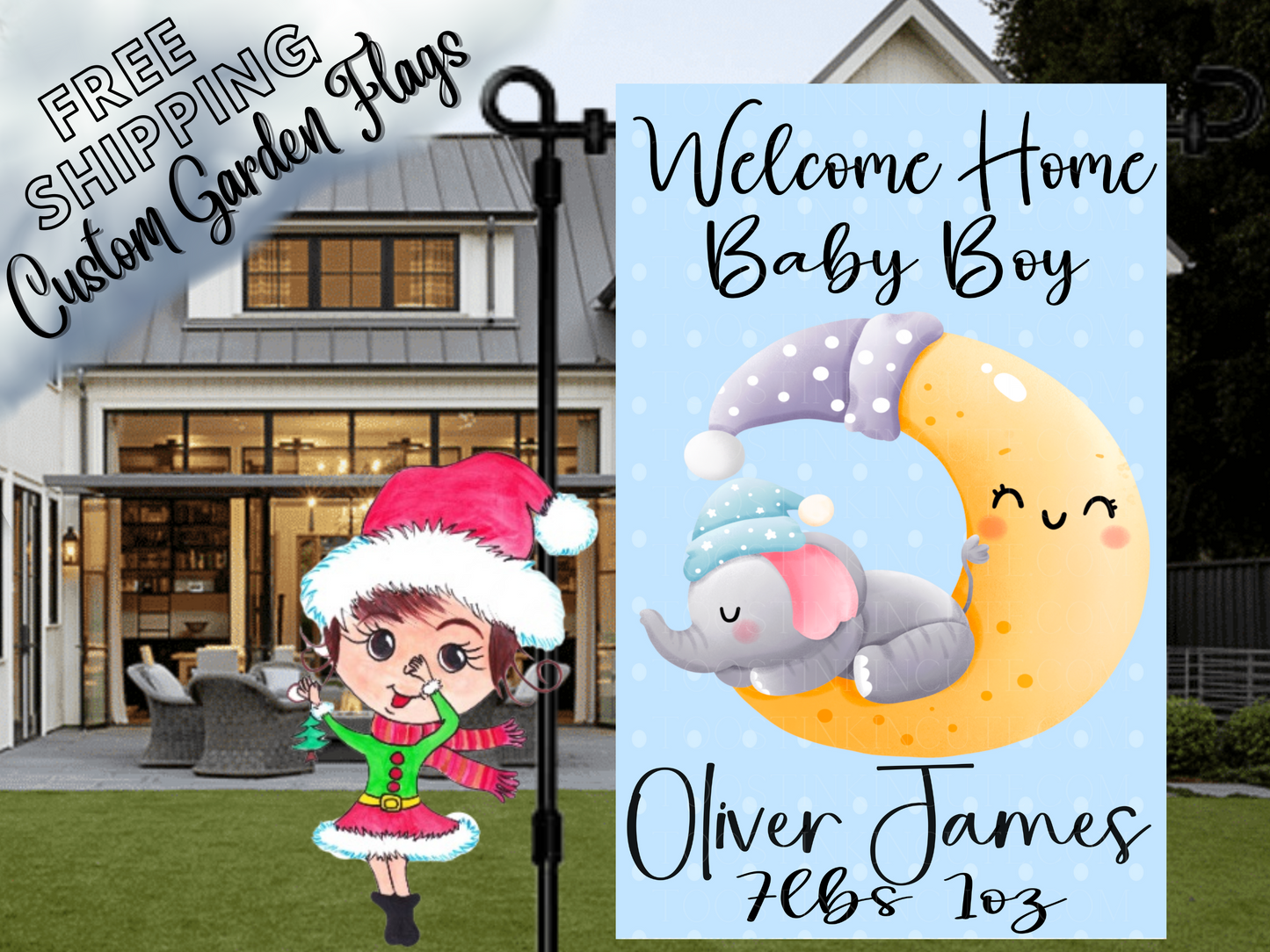 Welcome Home New Baby Boy Garden Flag