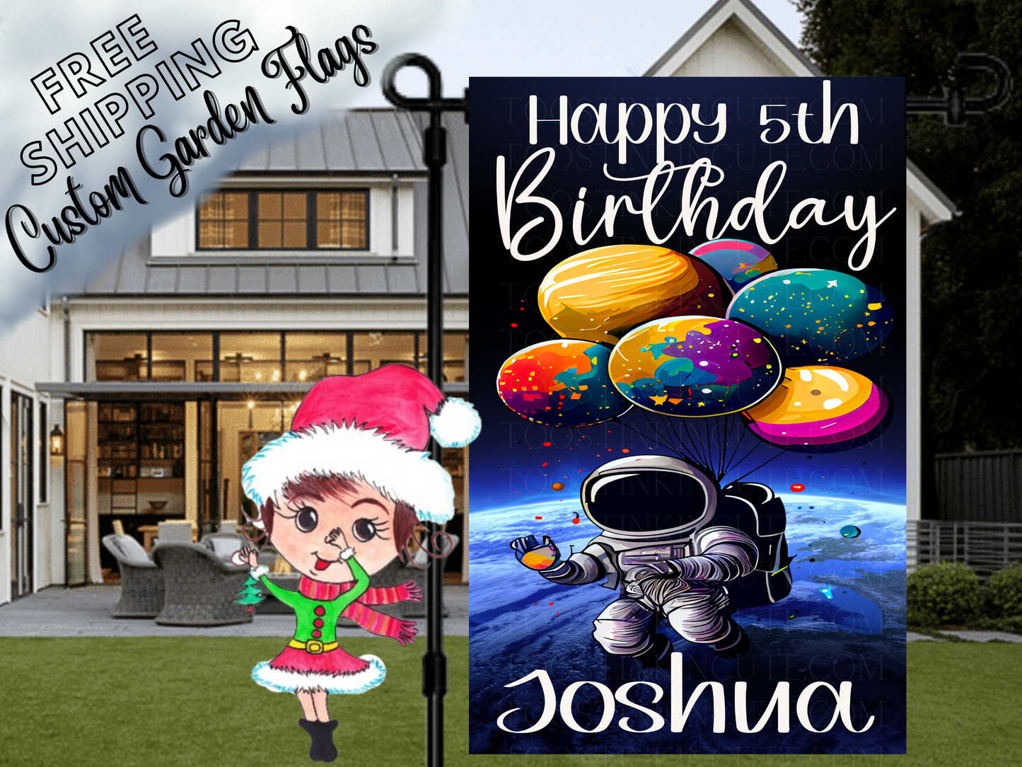 Outer Space Birthday Flag,Astronaut Flag,Birthday Banner,Outer Space Party,Galaxy Birthday,Moon Birthday,Blast Off Birthday,Out this world