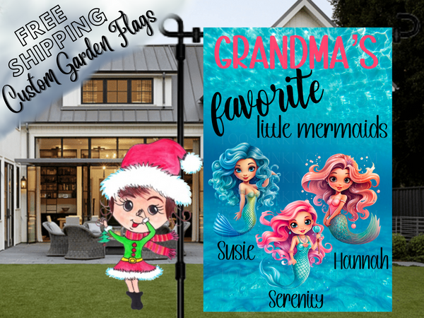 Grandma's Favorite Little Mermaids Garden Flag, Grandma Garden Flag