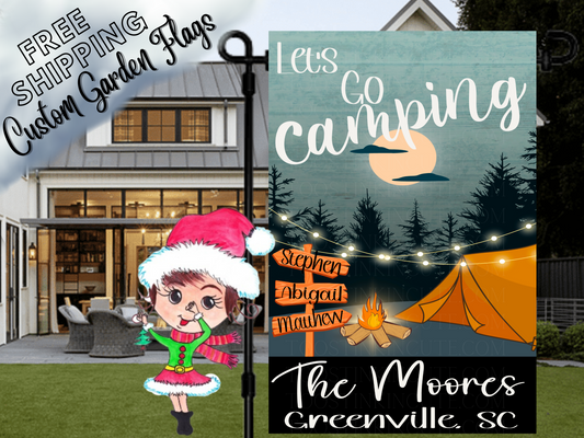 Custom Camping Flag,Campsite Flag,Family Name Flag,RV Flag,Campsite Flag,Camper Gift,Personalized Flag,Custom Flag,Tent Camp Camper Flag