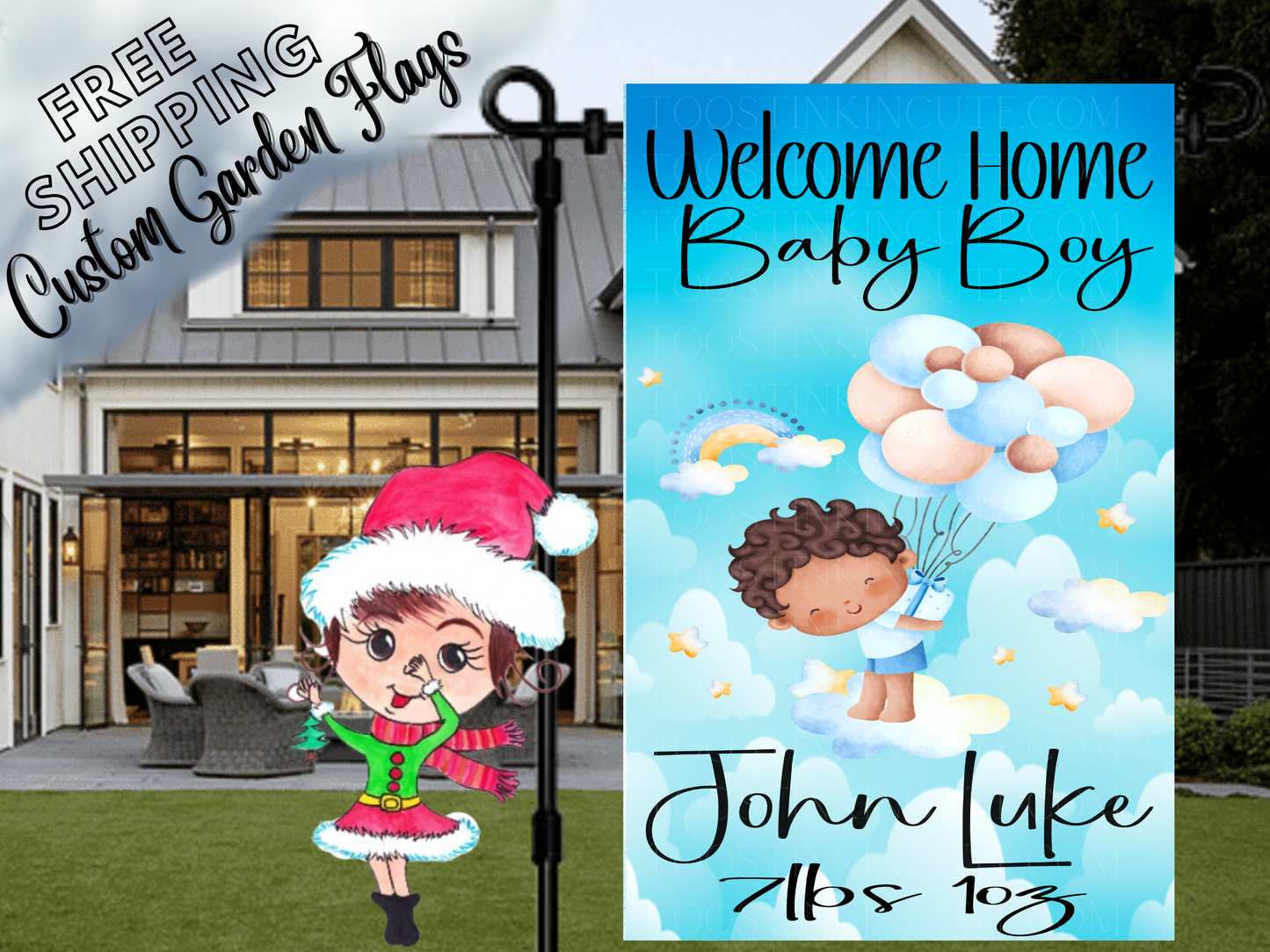 Newborn Baby Balloon Welcome Home Garden Flag