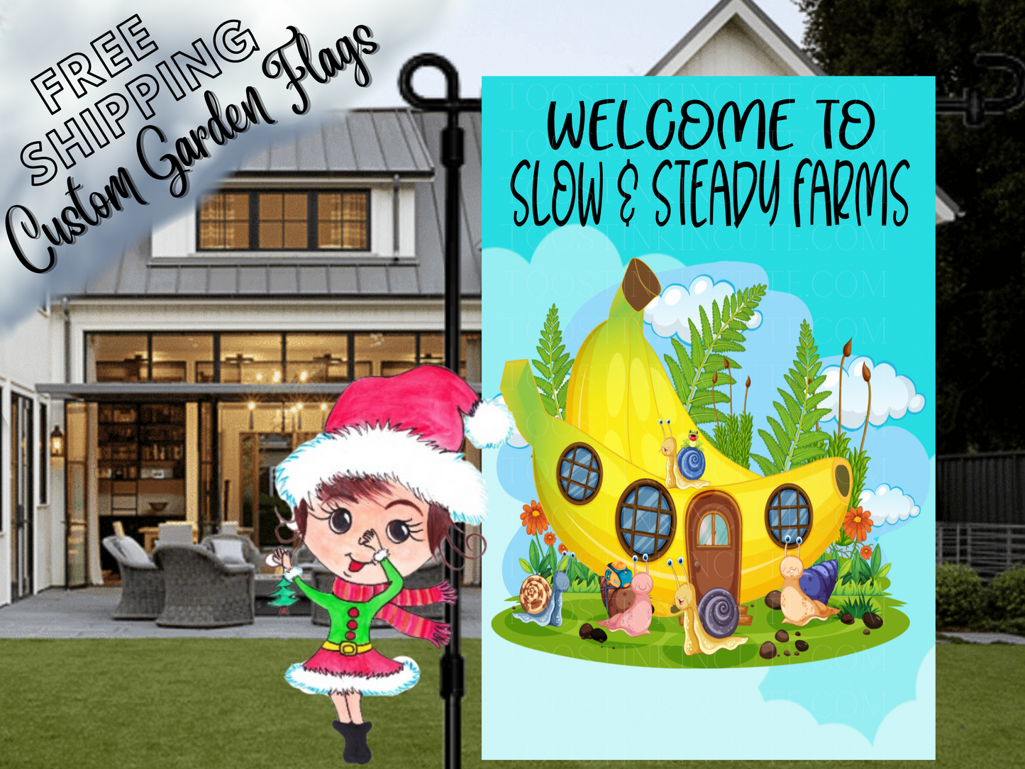 Custom Snail Garden Flag Slug Garden Flag