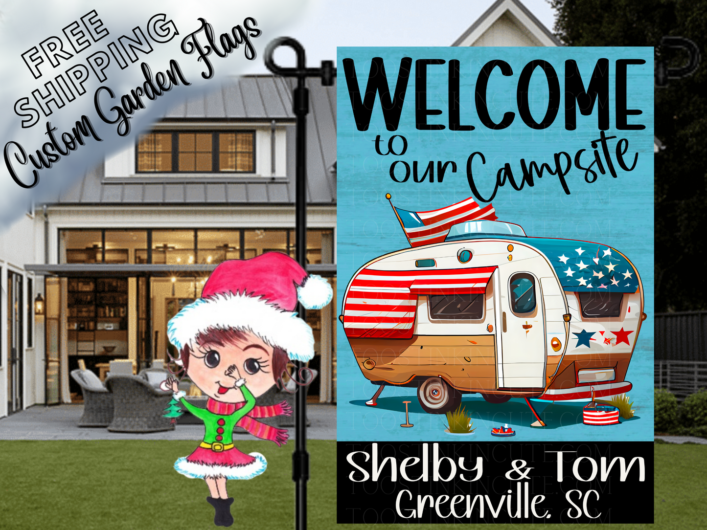 4th of July Camping Flag,Campsite Flag,Family Name Flag,RV Flag,Campsite Flag,July 4th flag,Personalized Flag,Custom Flag,Camp Camper Flag