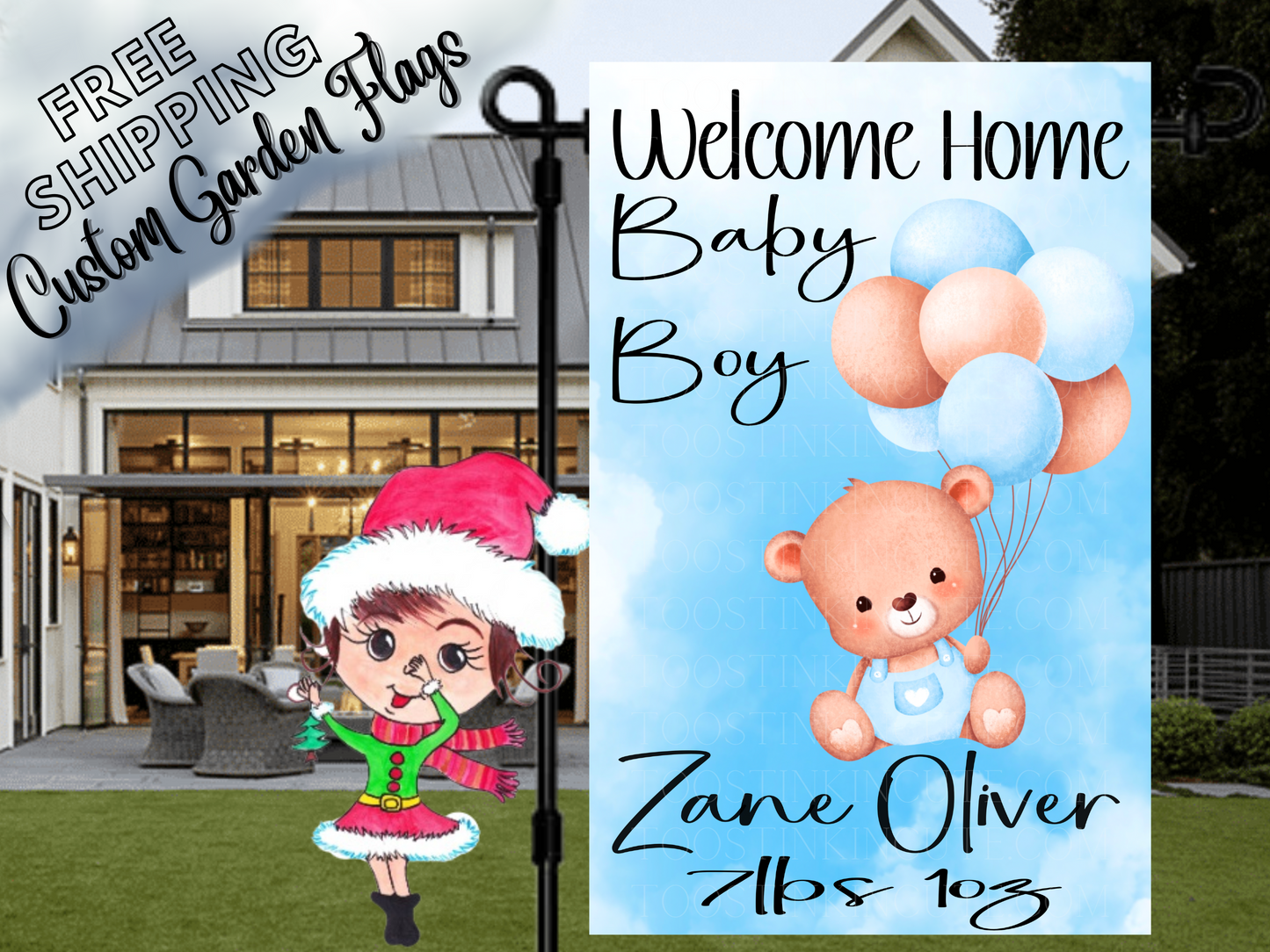 New Baby Boy Flag,Baby Boy Flag,New Baby Flag,Flag for Mom,Flag for Grandma,Newborn Flag,New Baby Teddy Bear Garden Flag,New Baby Gift