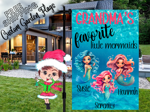 Grandma's Favorite Little Mermaids Garden Flag, Grandma Garden Flag