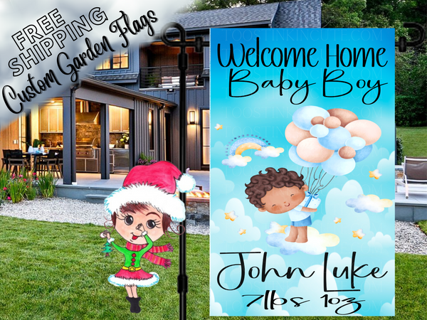 Newborn Baby Balloon Welcome Home Garden Flag