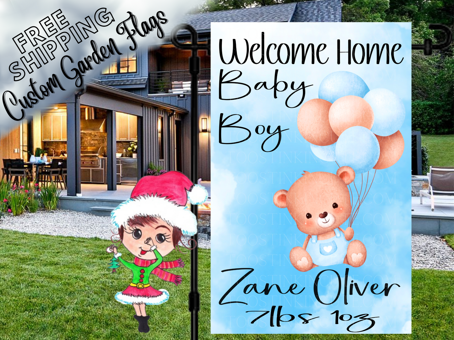 New Baby Boy Flag,Baby Boy Flag,New Baby Flag,Flag for Mom,Flag for Grandma,Newborn Flag,New Baby Teddy Bear Garden Flag,New Baby Gift