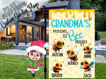 Reasons to Bee Happy Garden Flag