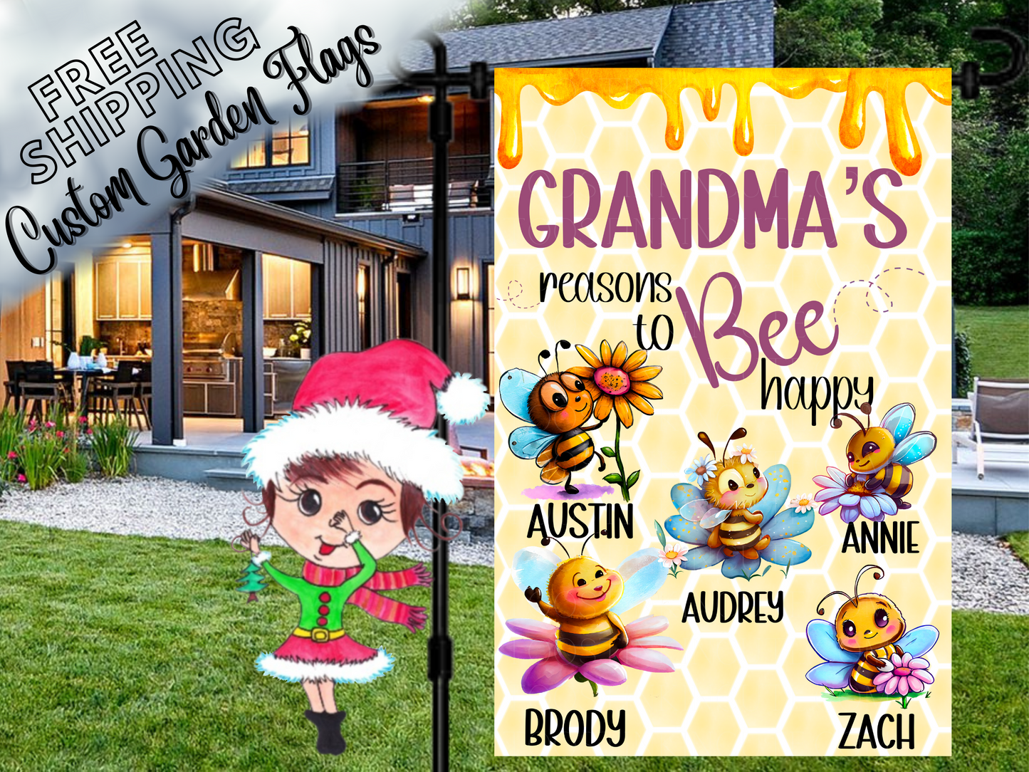Grandma's Reasons to Bee Happy, Bee Garden Flag