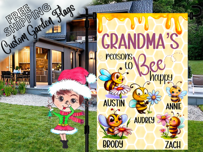 Grandma's Reasons to Bee Happy Garden Flag