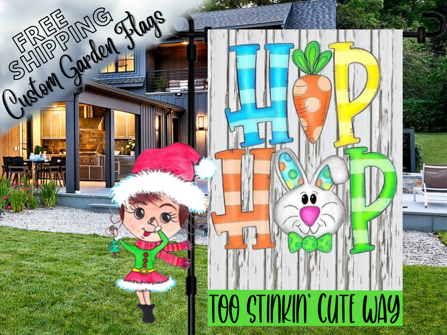 Hip Hop Easter Personalized Garden Flag