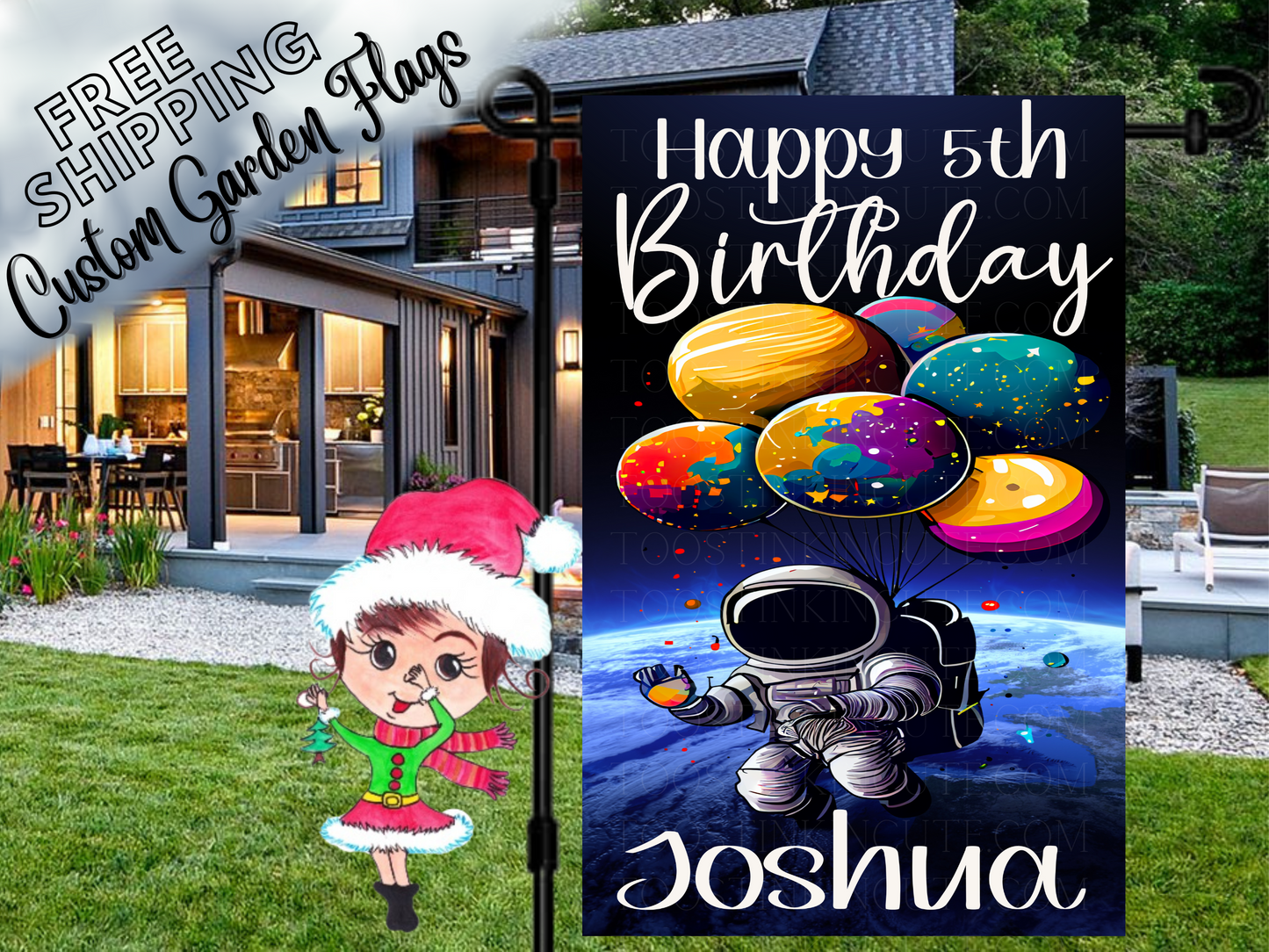 Outer Space Birthday Flag,Astronaut Flag,Birthday Banner,Outer Space Party,Galaxy Birthday,Moon Birthday,Blast Off Birthday,Out this world