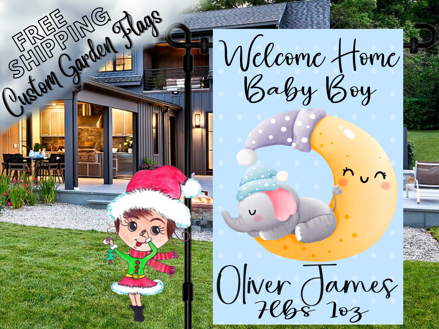 Welcome Home New Baby Boy Garden Flag
