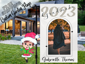 Graduate Flag,Custom Garden Flag,Graduation Flag,Graduation Gift,Graduation Yard Sign,College Grad,High School Grad,Senior Flag,Photo Flag