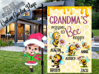 Grandma's Reasons to Bee Happy Garden Flag