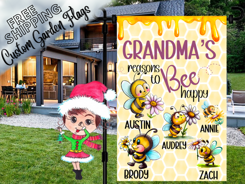 Grandma's Reasons to Bee Happy, Bee Garden Flag