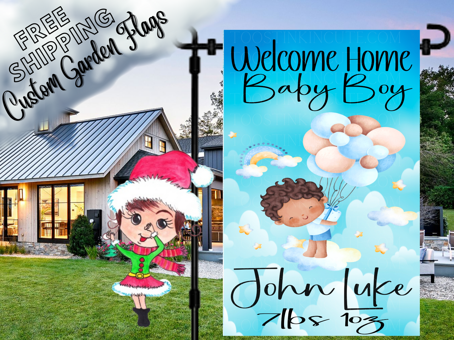 Newborn Baby Balloon Welcome Home Garden Flag