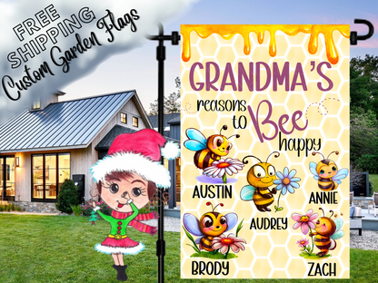 Grandma's Reasons to Bee Happy Garden Flag