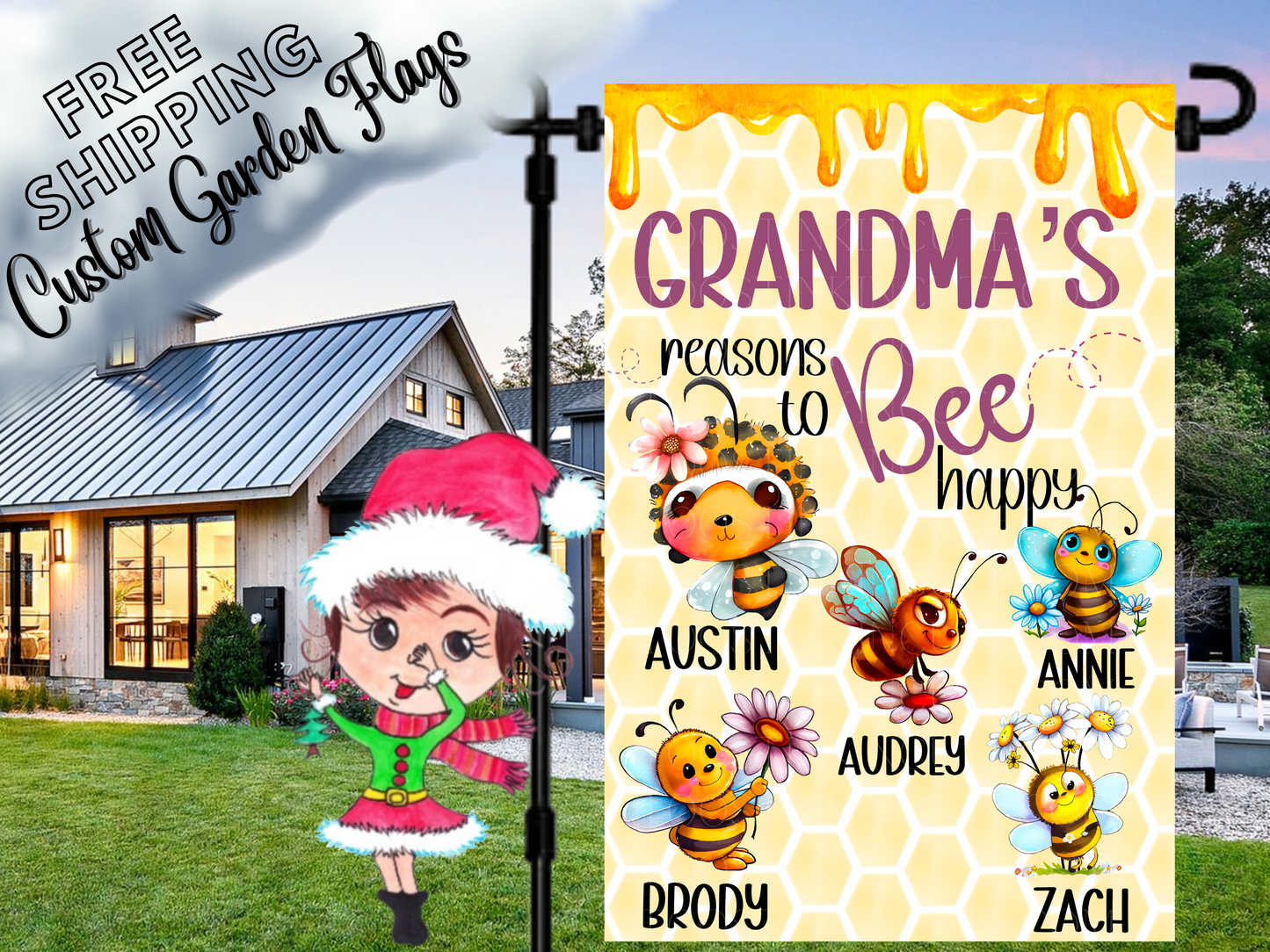 Grandma's Reasons to Bee Happy, Bee Garden Flag