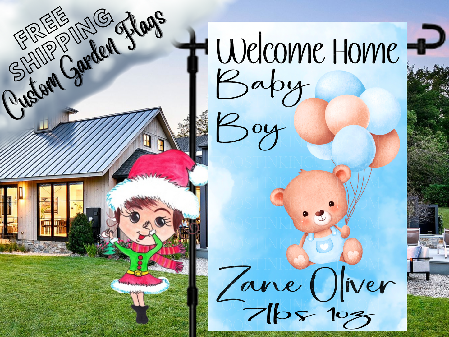 New Baby Boy Flag,Baby Boy Flag,New Baby Flag,Flag for Mom,Flag for Grandma,Newborn Flag,New Baby Teddy Bear Garden Flag,New Baby Gift