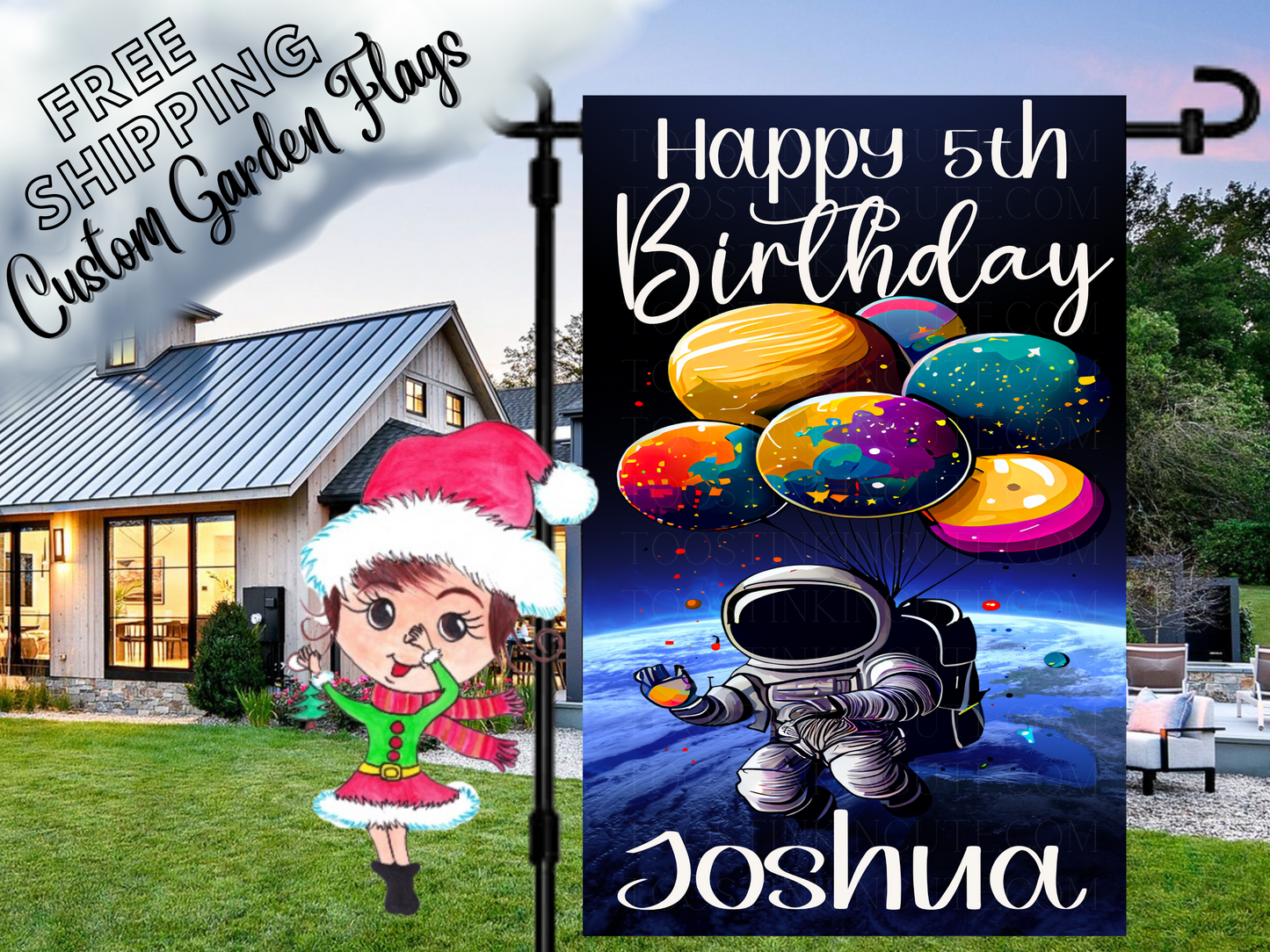Outer Space Birthday Flag,Astronaut Flag,Birthday Banner,Outer Space Party,Galaxy Birthday,Moon Birthday,Blast Off Birthday,Out this world