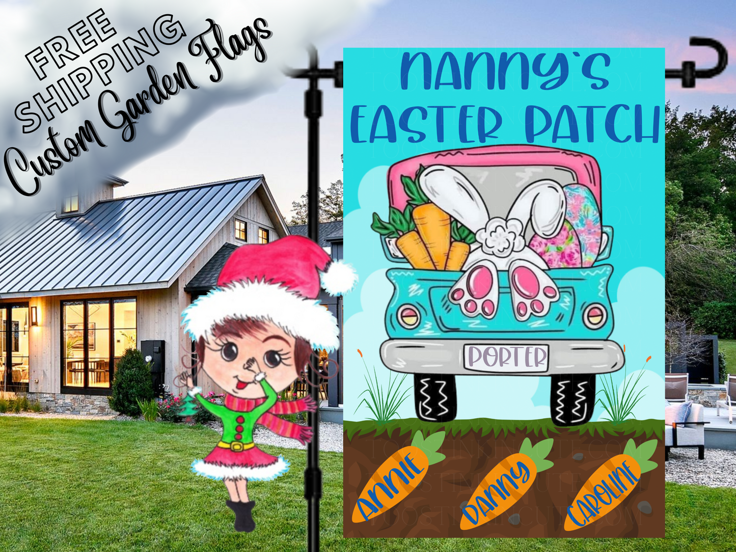 Easter Carrots Personalized Garden Flag