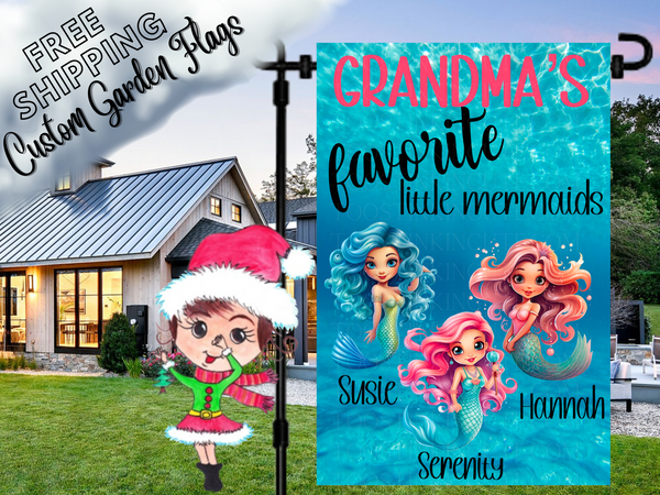 Grandma's Favorite Little Mermaids Garden Flag, Grandma Garden Flag