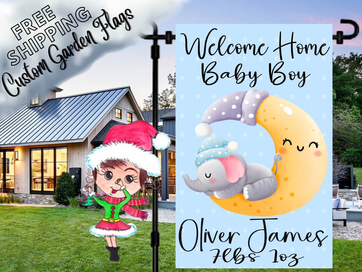 Welcome Home New Baby Boy Garden Flag