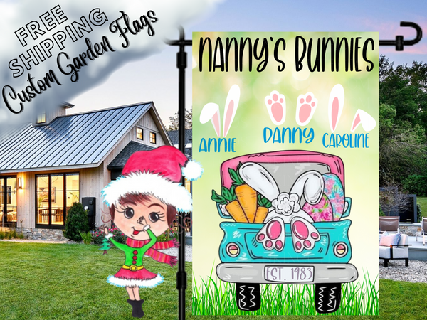 Easter Truck Personalized Garden Flag