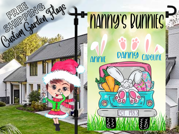 Easter Truck Personalized Garden Flag
