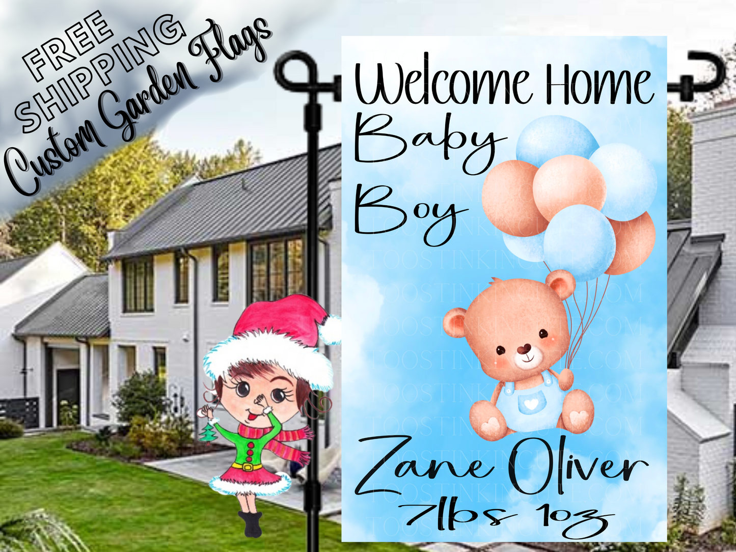 New Baby Boy Flag,Baby Boy Flag,New Baby Flag,Flag for Mom,Flag for Grandma,Newborn Flag,New Baby Teddy Bear Garden Flag,New Baby Gift