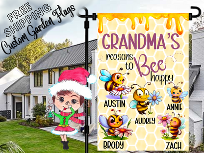 Grandma's Reasons to Bee Happy Garden Flag