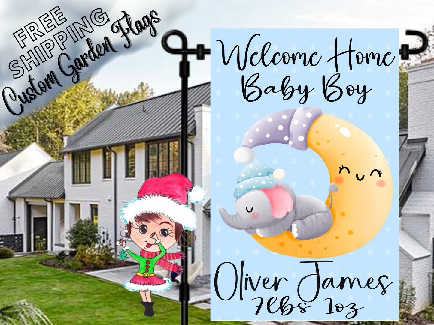 Welcome Home New Baby Boy Garden Flag