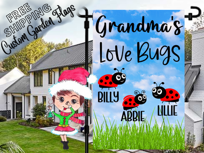 Grandma's Ladybug Garden Flag