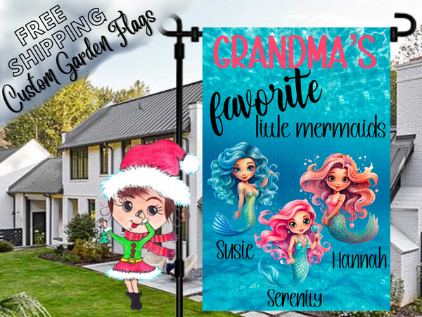 Grandma's Favorite Little Mermaids Garden Flag, Grandma Garden Flag