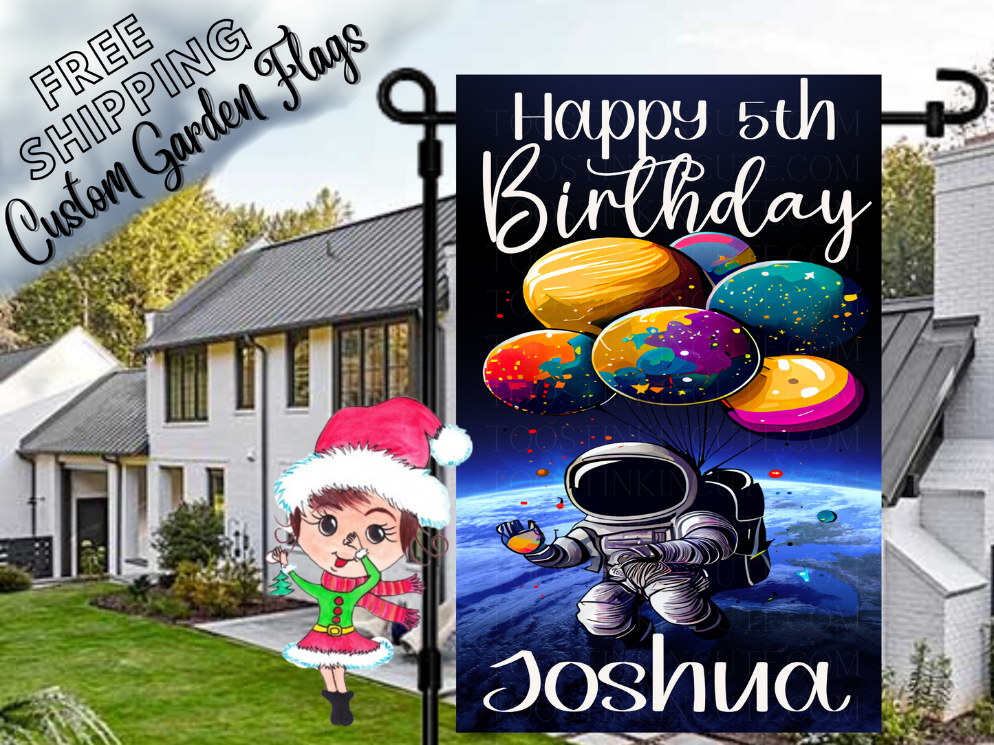 Outer Space Birthday Flag,Astronaut Flag,Birthday Banner,Outer Space Party,Galaxy Birthday,Moon Birthday,Blast Off Birthday,Out this world