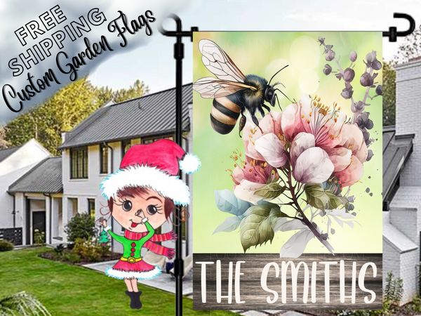 Bee Flower Welcome Garden Flag