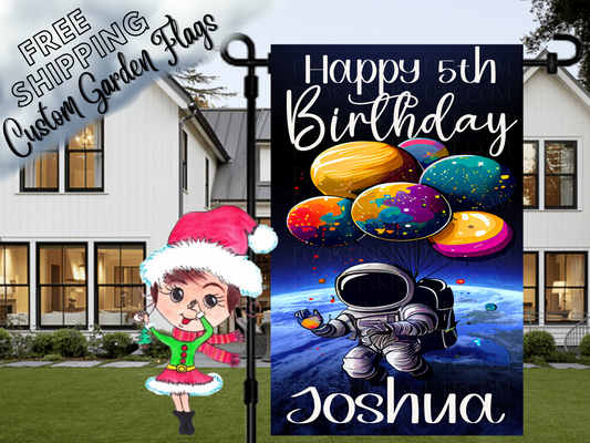 Outer Space Birthday Flag,Astronaut Flag,Birthday Banner,Outer Space Party,Galaxy Birthday,Moon Birthday,Blast Off Birthday,Out this world
