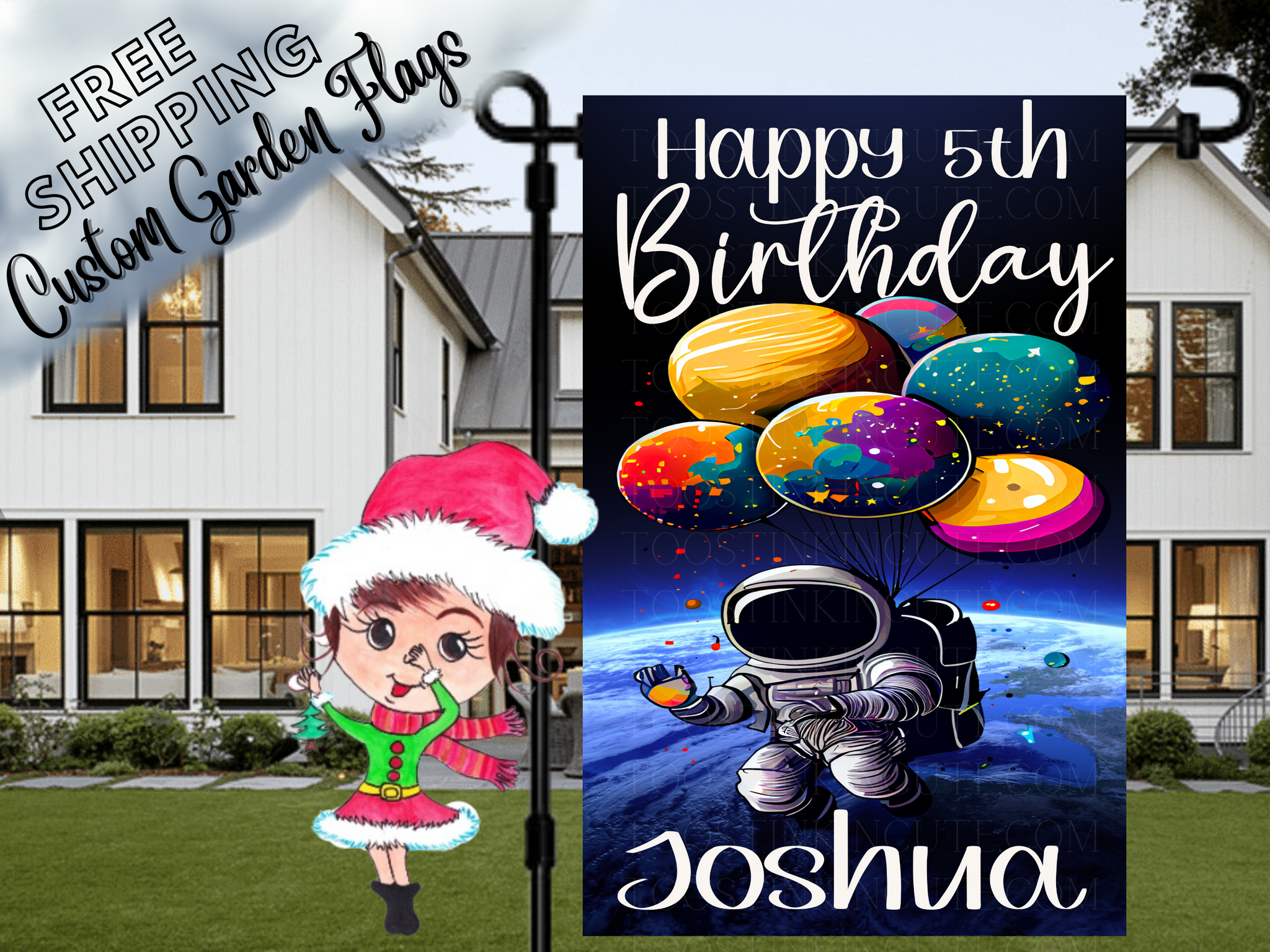 Outer Space Birthday Flag,Astronaut Flag,Birthday Banner,Outer Space Party,Galaxy Birthday,Moon Birthday,Blast Off Birthday,Out this world