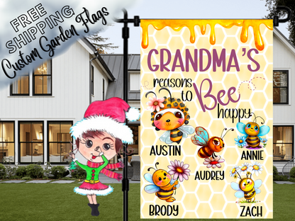 Grandma's Reasons to Bee Happy Garden Flag