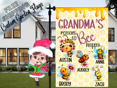 Grandma's Reasons to Bee Happy, Bee Garden Flag