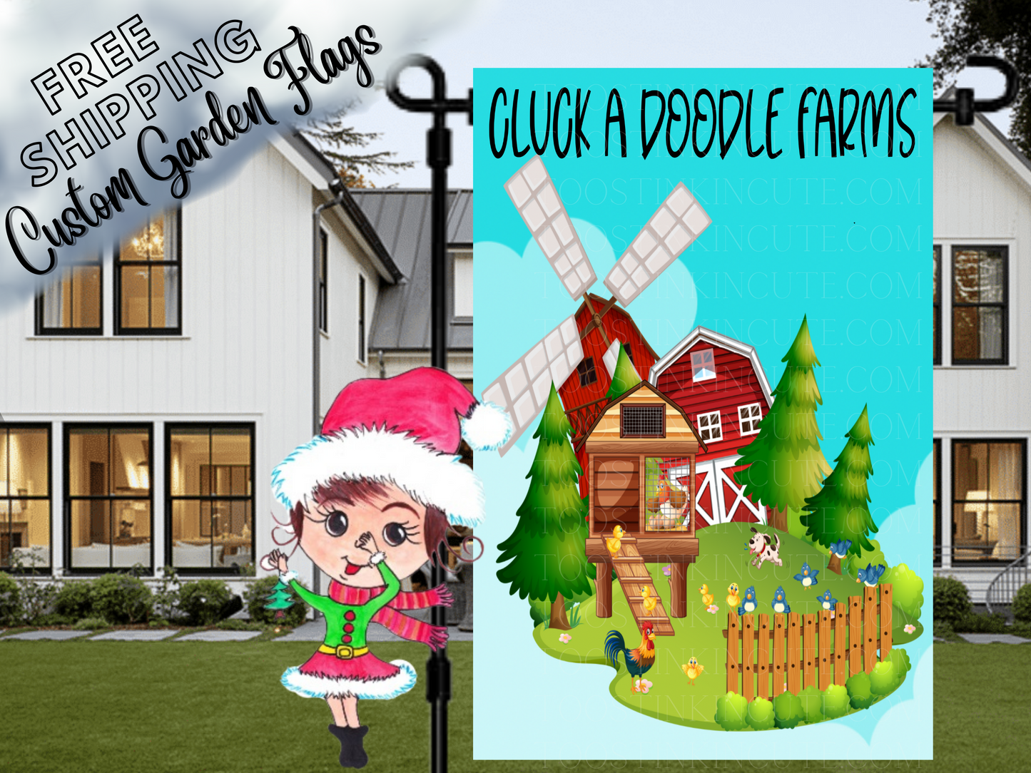 Custom Barnyard Chicken Flag|Personalized Farmhouse Chicken Flag|Chicken Yard Flag|Chicken Coop Flag|Barn Farm Flag|Farm Tractor Flag Farmer