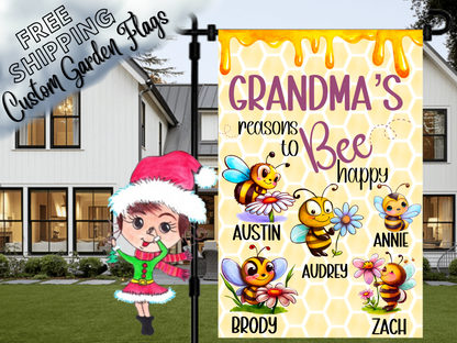 Grandma's Reasons to Bee Happy Garden Flag