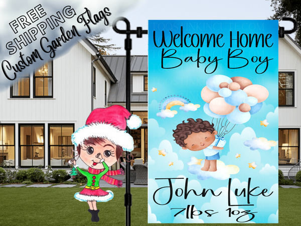 Newborn Baby Balloon Welcome Home Garden Flag