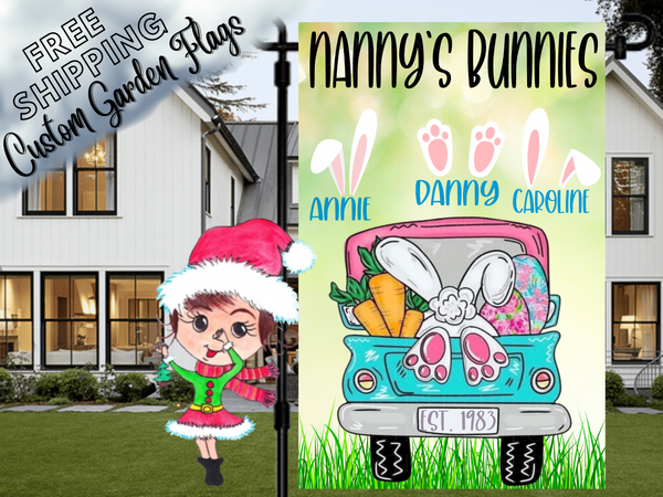 Easter Truck Personalized Garden Flag