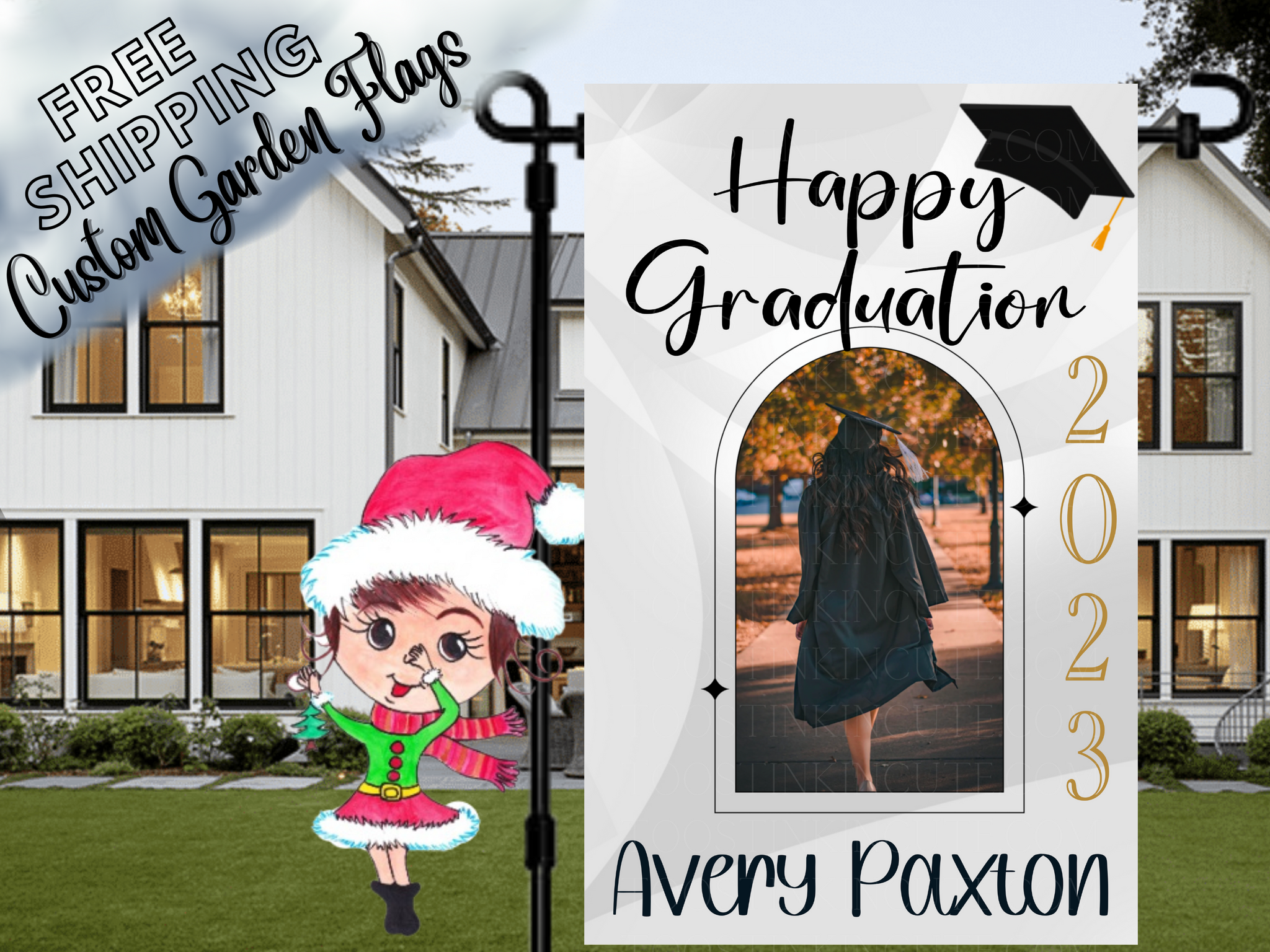 Graduation Flag,Custom Garden Flag,Graduate Flag,Graduation Gift,Graduation Yard Sign,College Grad,High School Grad,Senior Flag,Photo Flag