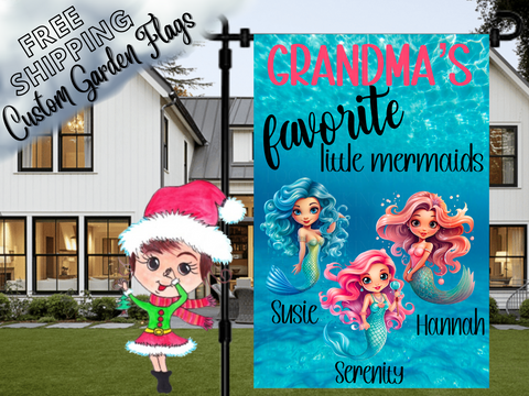 Grandma's Favorite Little Mermaids Garden Flag, Grandma Garden Flag